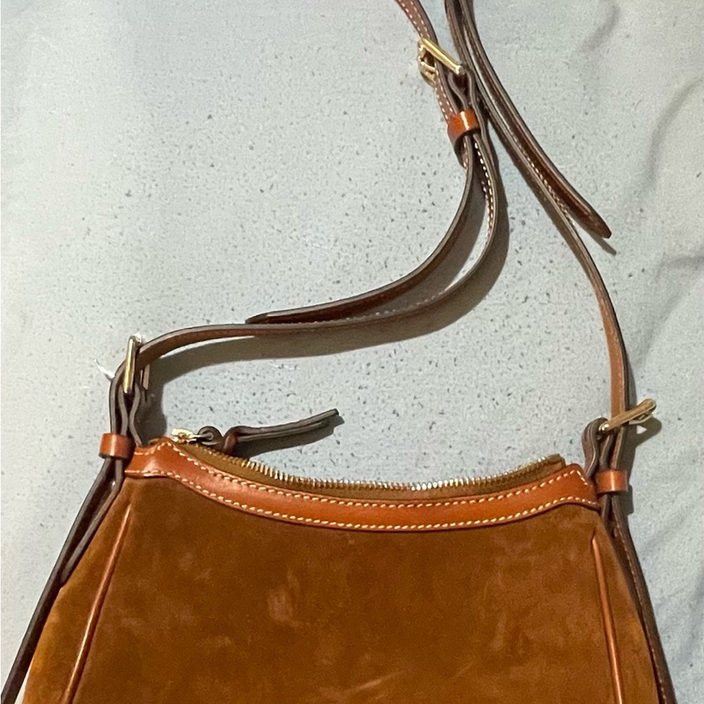 Dooney & Bourke Tan and Brown Suede Shoulder Bag - Picture 2 of 4